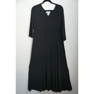 Carolyn Strauss Black Maxi Dress 1X USA Vacation Cruise Office Minimalist